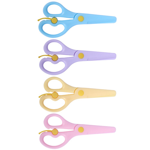 Plastic macaron-colored scissors for children's handicraft office supplies, non-slip paper cutting scissors for kindergarten use