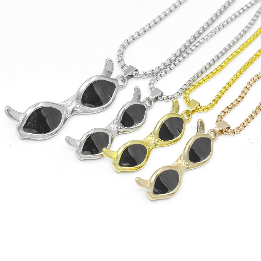 Minimalist Sunglasses Pendant Necklace In Titanium Stainless Steel_voghion.com