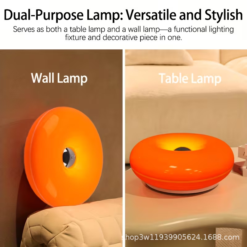 Medieval inswind donut lámpara de escritorio decoración de dormitorio lámpara de pared toque naranja cabezal de cama LED atmósfera lámpara de escritorio image 3
