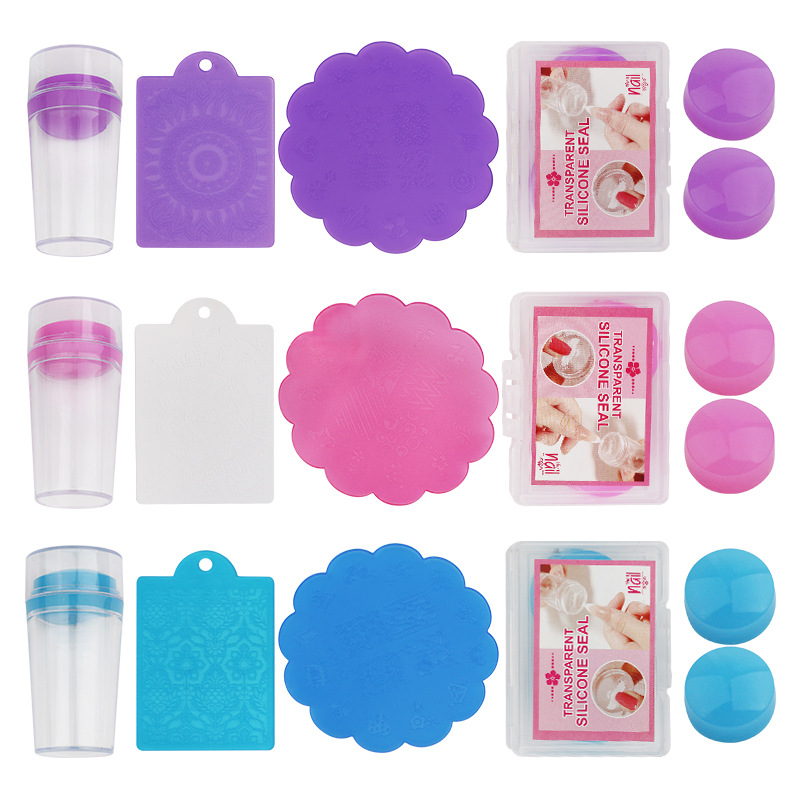 Nuevo juego de raspador de sello de 4 piezas con estampado de uñas francés, cabezal de sello de silicona multiusos, herramienta de transferencia de pintura en stock