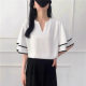 Foreign Single Foreign Trade Japanese South Korea Hot Sale Summer Women's Summer V-Neck All-match Five-point Sleeve Top T-shirt Base Shirt