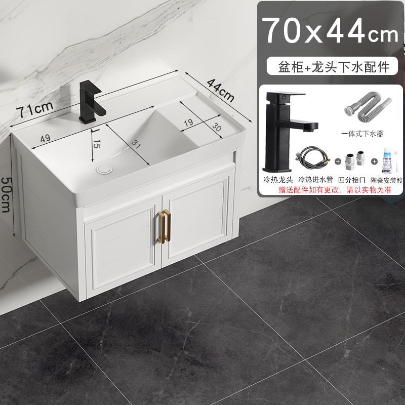 Profundo de gran tamaño de aluminio del espacio de baño combinación de gabinete de cerámica integrado lavabo de baño mesa de lavado