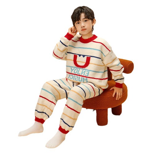 Children's Pajamas  Winter New Boy Set Girl Set Cute Long Sleeve Long Pants Homecoming Two Piece Set