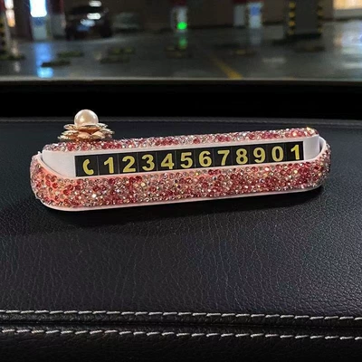 Women, Luxury Full-Diamond Temporary Parking — Nömrəli dayanma kartı - camellia-stop-sign-pink