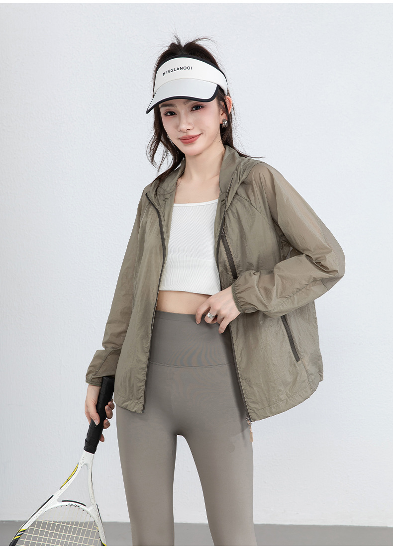 Áo chống nắng nam mũ trùm đầu dáng nhẹ thoáng khí — Xanh lá cây chi tiết 25
