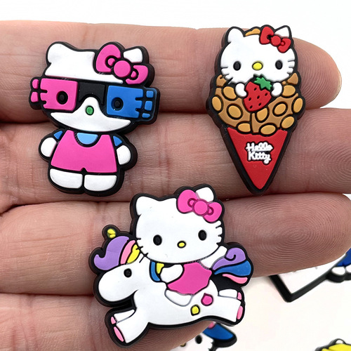 Crocs shoe flower PVC cartoon shoe buckle accessories cute KITTY cat shoe decoration decorative shoe flower shoe buckle set