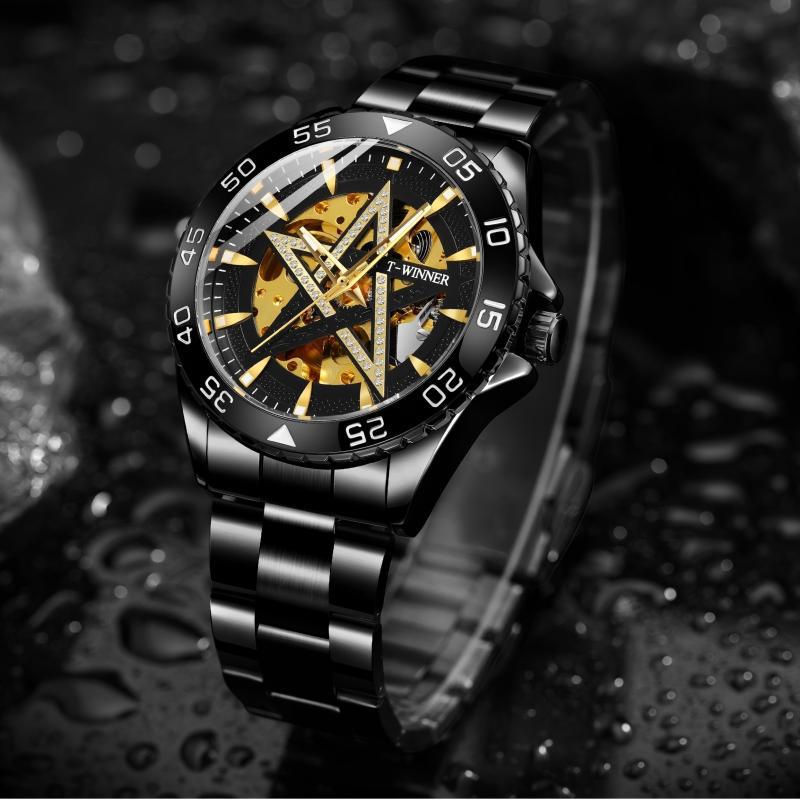 Winner Fashionable High-Looking Five-Pointed Star Mechanical Watch Men's Cross-Border Steel Belt Waterproof Fully Automatic Mechanical Watch Men's Watch