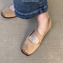 网红法式单鞋女 芭蕾鞋外穿复古玛丽珍鞋平底大码女鞋40-42