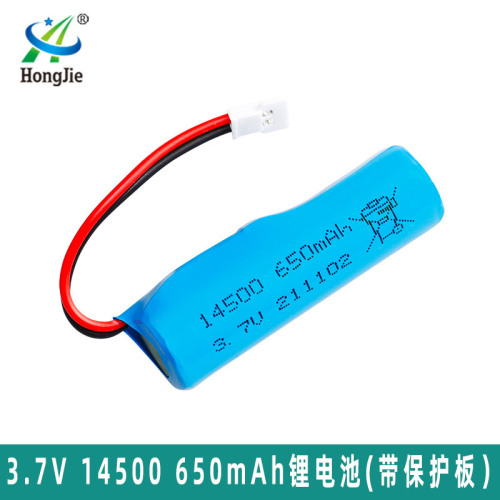 3.7V 650mAh lithium battery 14500 with protective plate 10C high rate Q9 remote control boat Q10 motorboat battery