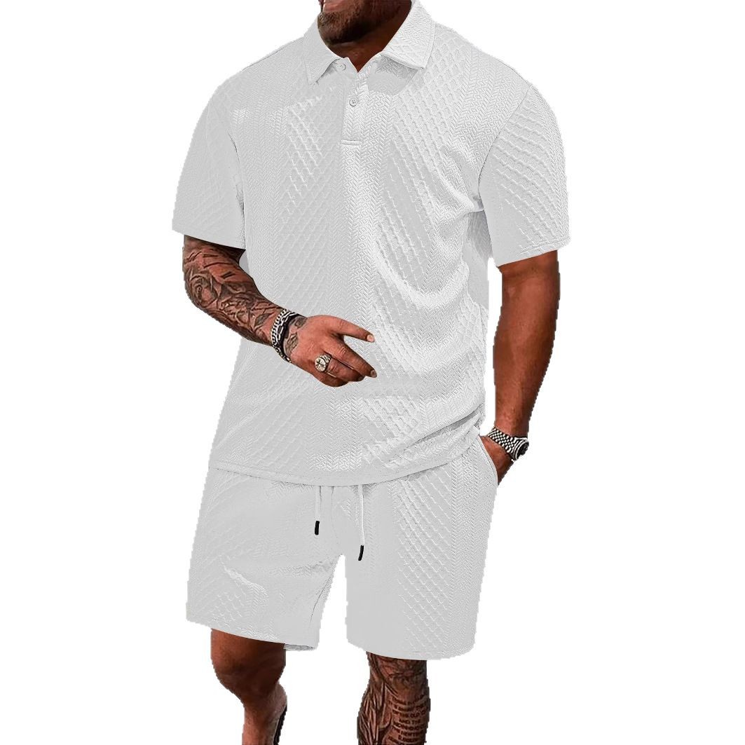 Lässiges Herren-Sport-Polohemd mit Reverskragen, kurzärmelig, Jacquard-Muster, Sommerneu_voghion.com