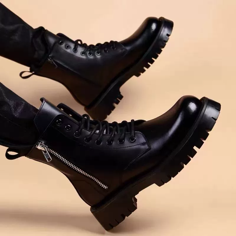 Мужские ботинки Мартин из мягкой кожи, осенняя новинка 2025 года, высокие рабочие ботинки, модные мужские ботинки в британском стиле из натуральной кожи