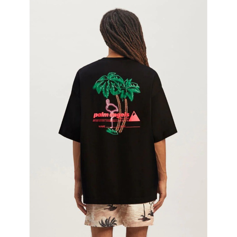 Palm Angels Palm Angels Palm Tree Club Printed Short-Sleeved European and American Fashion Brand High Street Casual T-Shirt Summer