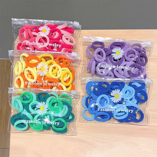Korean bagged candy-colored hair band, high-elasticity towel circle, floor stall hair accessories, children's scalp band basic headband for women