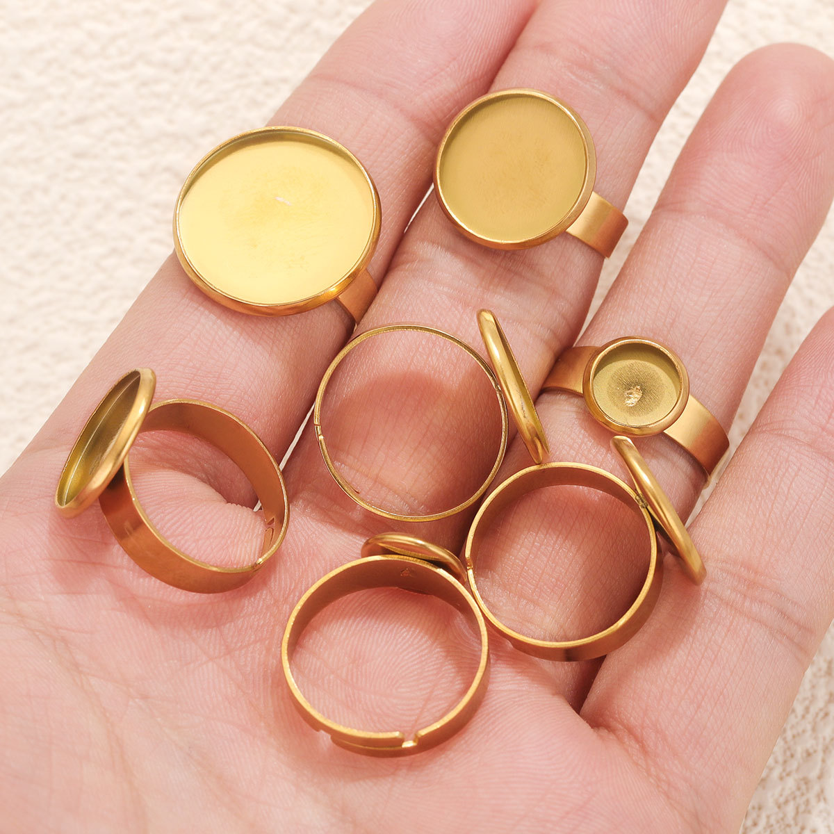 Tiempo de acero inoxidable joya anillo de titanio de acero DIY pedalier hecho a mano accesorios de la joyería anillo ajustable bandeja plana