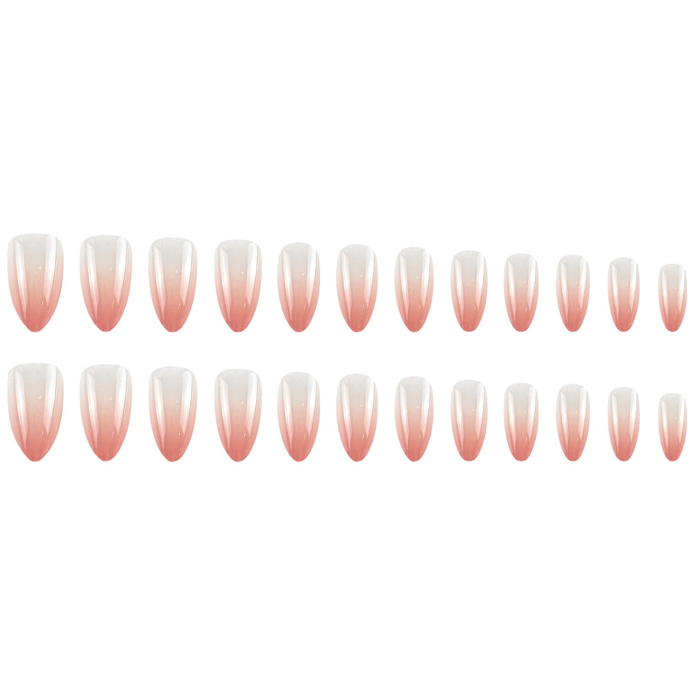 24 piezas de uñas de color nude de venta caliente, uñas degradadas en polvo claro dulce, uñas, uñas simples y suaves europeas y americanas