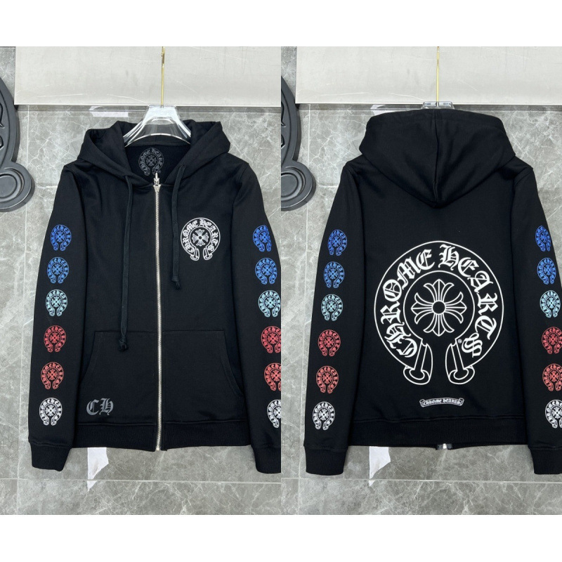 Chrome Heart Hoodie 克罗伈十字架连帽卫衣跨境宽松男女拉链帽衫|undefined