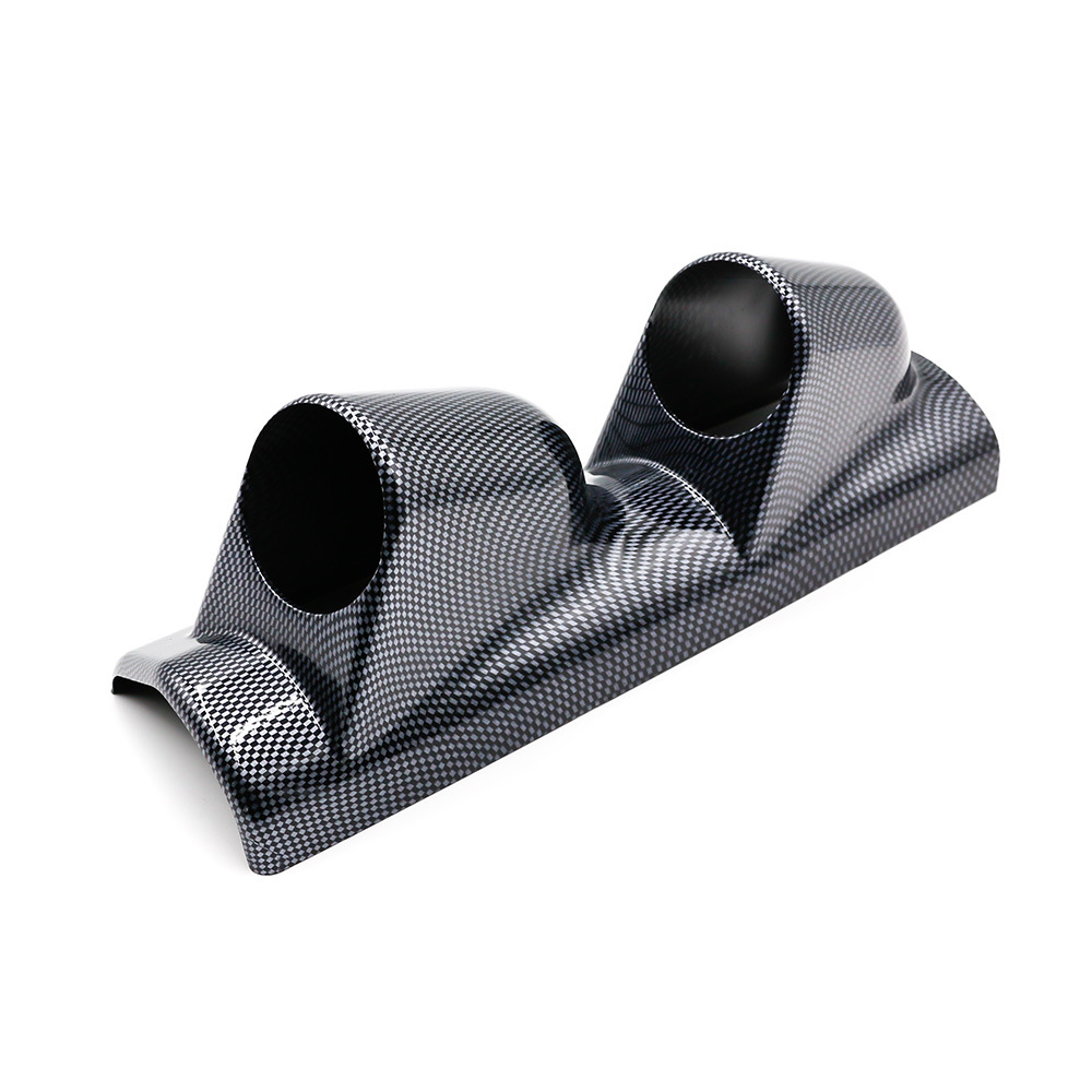 Car Modification Instrument Panel Cover 2inch Black Carbon Pattern 52mm Single Hole Double Hole Triple Hole Instrument Cover Base Left Frame