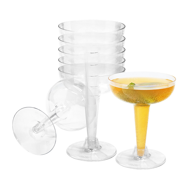 批发120ML塑料鸡尾酒杯透明香槟杯一次性红酒杯高脚杯马提尼酒杯
