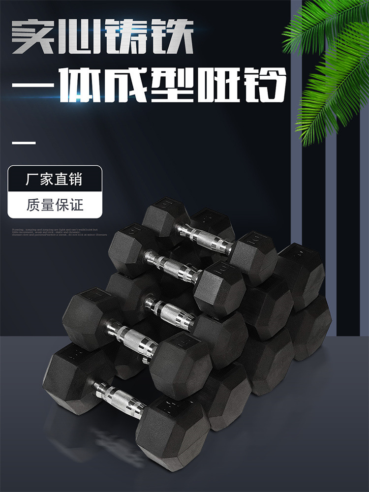 Dumbbell Men's Fitness Equipment Home Women's Hexagonal Solid Pure Steel-Coated Cast Iron Kidsren's Exercise All-In-One Barbell