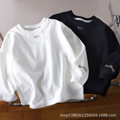 先行販売10日間！爆発的人気！子供用春秋純綿Tシャツ長袖刺繍おしゃれ男女兼用無地純綿インナー