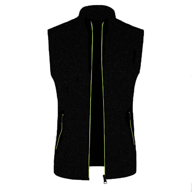 Autumn and Winter New Men's Zip-Up Vest Thin Fleece Knit Sweater Slim Cardigan Men's Hooded Pocket Vest
