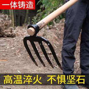 Iron rake loose soil farm tools hoe hoe hoe land turning plough gardening soil turning farmland digging thickened all-steel rake