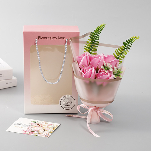Mother's Day gift, portable 5 rose soap bouquet, event souvenir, Valentine's Day gift for girlfriend and best friend