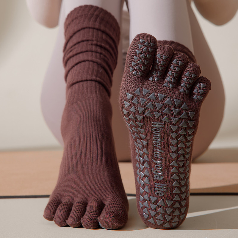 Maillard Color Yoga Socks Five-Finger Stockings Professional Non-Slip Calf Piles Slimming Look Pilates Sports Fitness Socks Maillard Color Yoga Socks Five-Finger Stockings Professional Non-Slip Calf Piles Slimming Look Pilates Sports Fitness Socks