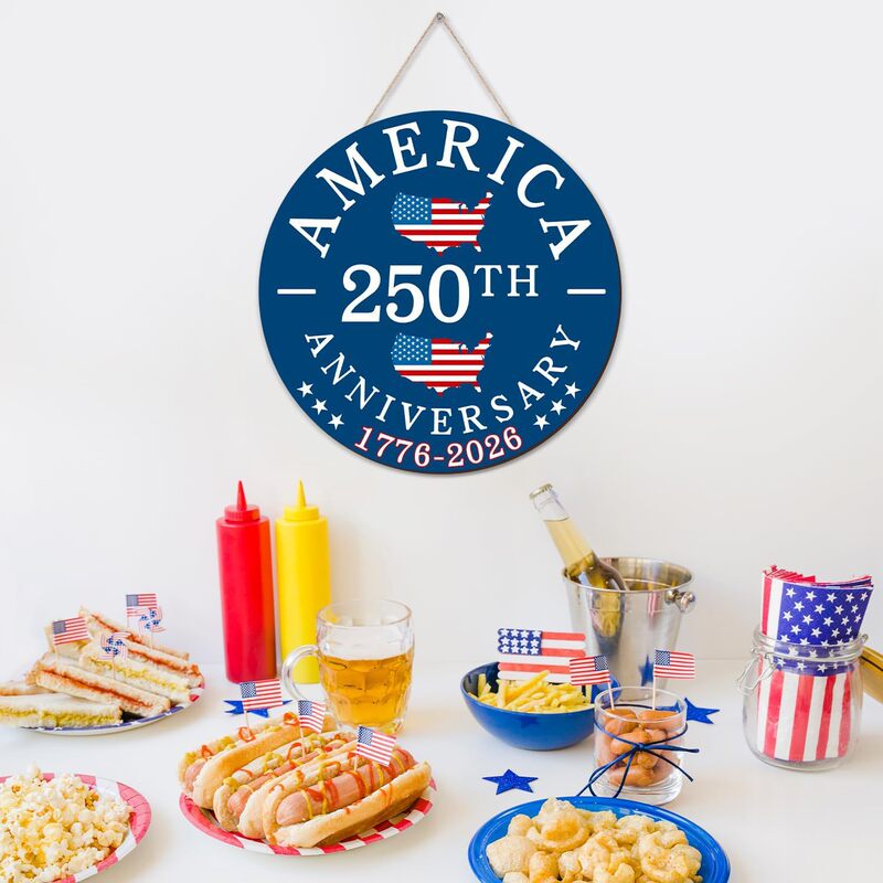 Cross-Border New Product: Usa 250Th Anniversary Decorative Hanging Sign, Round Welcome Door Sign for Home Entrance, Wholesale Cross-Border New Product: Usa 250Th Anniversary Decorative Hanging Sign, Round Welcome Door Sign for Home Entrance, Wholesale