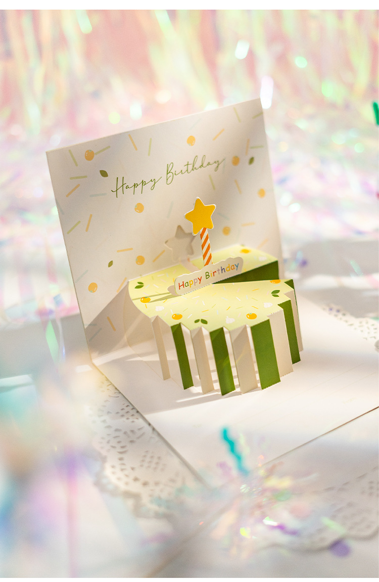 Teacher's Day Gift Creative Three-dimensional Advanced Greeting Card 3d Birthday Cake Handwriting Gratitude Blessing Small Card Message Card display picture 1