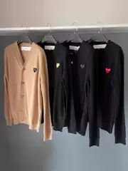 Japanese Play Cashmere Knit Cardigan Women's Top Heart Heart Rei Kawakubo Sweater Jacket Couple Style Red Heart