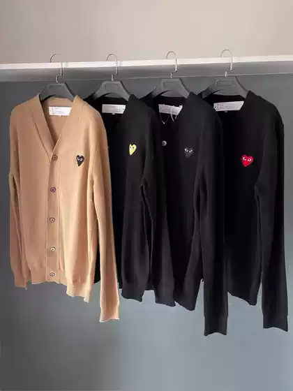 Japanese Play Cashmere Knit Cardigan Women's Top Heart Heart Rei Kawakubo Sweater Jacket Couple Style Red Heart