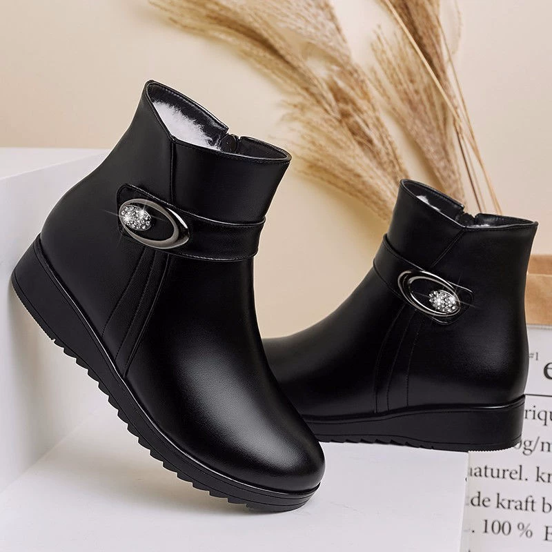 Ботинки Martens зимние универсальные утепленные с молнией для мамы — тёплая обувь, чёрный 35–41