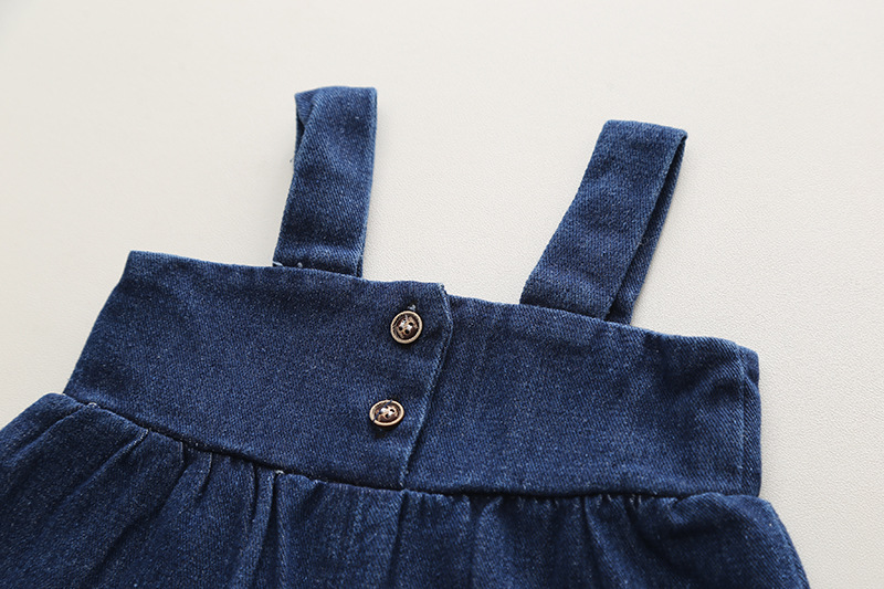 Kid's Clothing Autumn children's clothing solid color half turtleneck bottoming shirt denim wide leg pants suspenders small bag cute girls 2 pieces_voghion.com