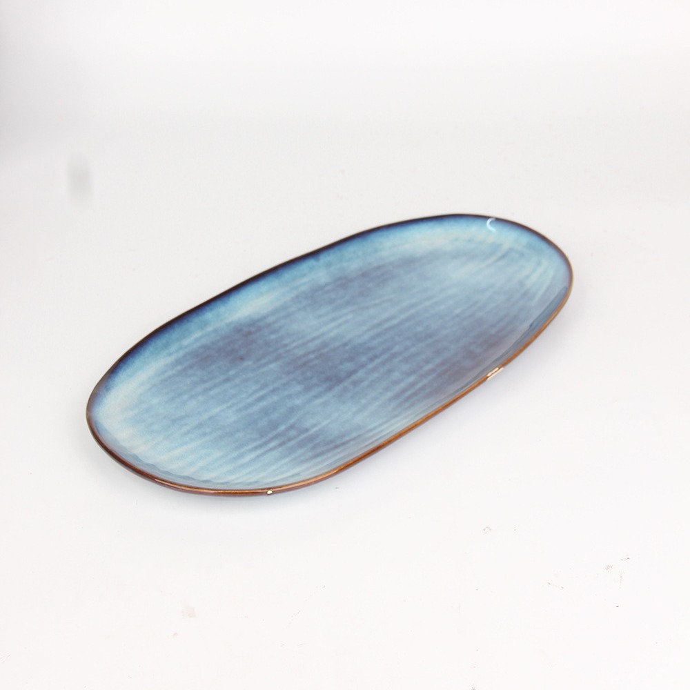 Cerámica creativa placa rectangular superficie gruesa esmerilado placa cuadrada sushi Placa de pescado placa resistente a los arañazos swing bandeja de la placa