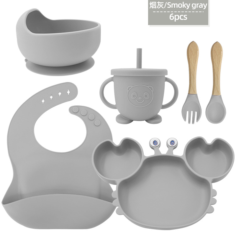 Juego de platos de silicona para bebés y niños aprenden a comer y beber vajilla de alimentación para bebés