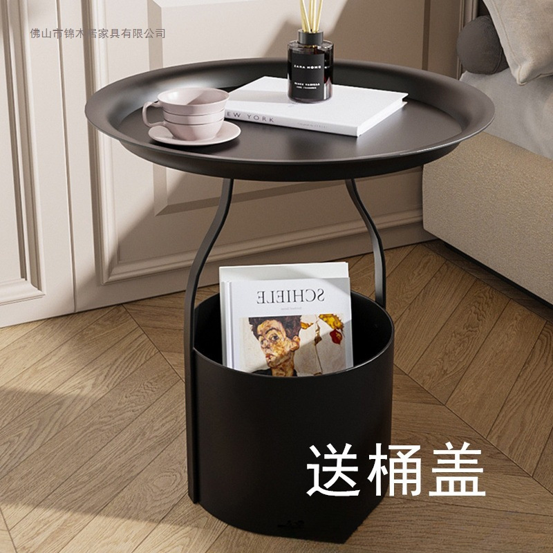 卧室床头柜ins风铁艺小边几床边轻奢风小茶几沙发小型角几收纳桶|undefined