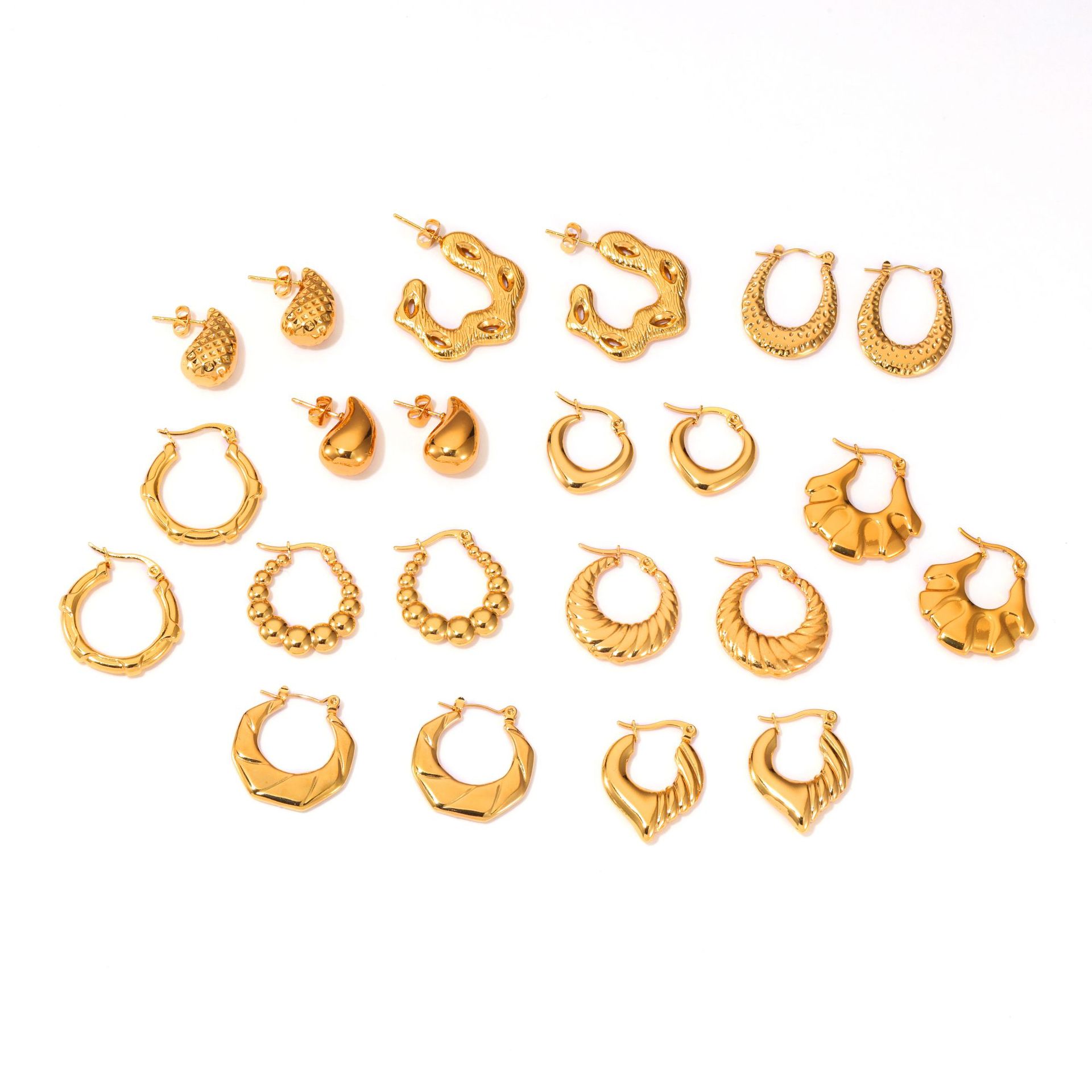 16g Weight Stainless Steel Ear Needle Material Hoop Earrings Classification 1 Pair Quantity Holiday, Daily Occasion Stainless Steel Material Geometric Pattern Women's Gender Plating Design IG Style, Casual Style 1 Pair IG Style Casual Geometric Plating Stainless Steel Hoop Earrings 2