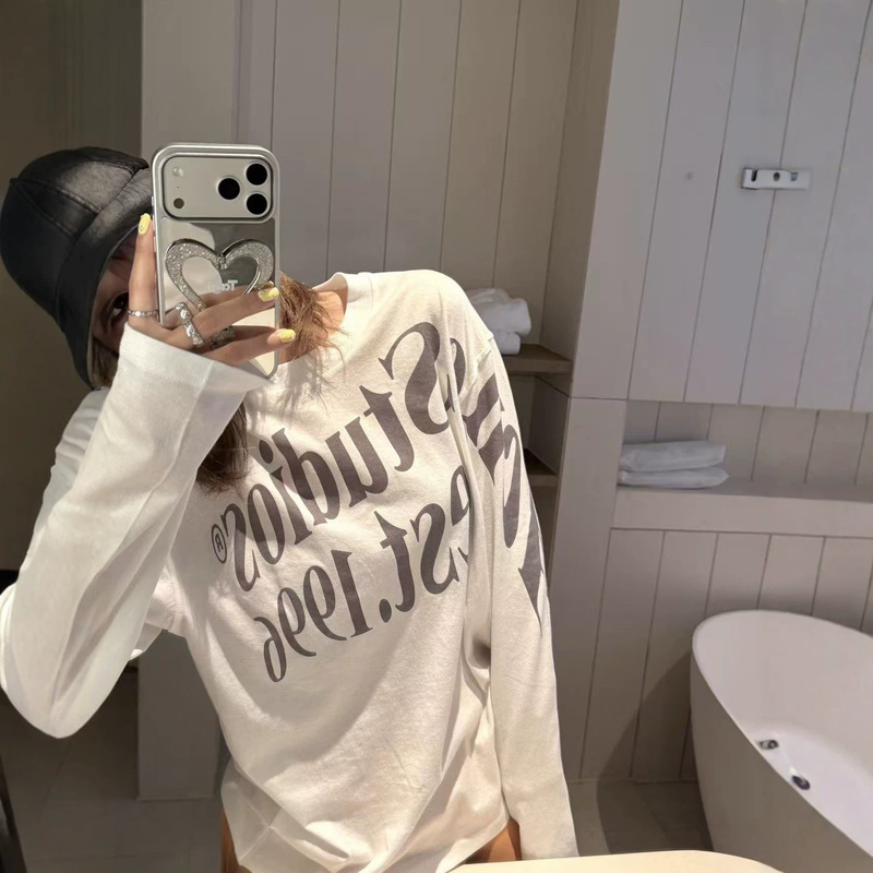 Letter Print Nanyou Ac 26 Vintage 1996 Distressed Large Letter Loose Long-Sleeve T-Shirt Unisex