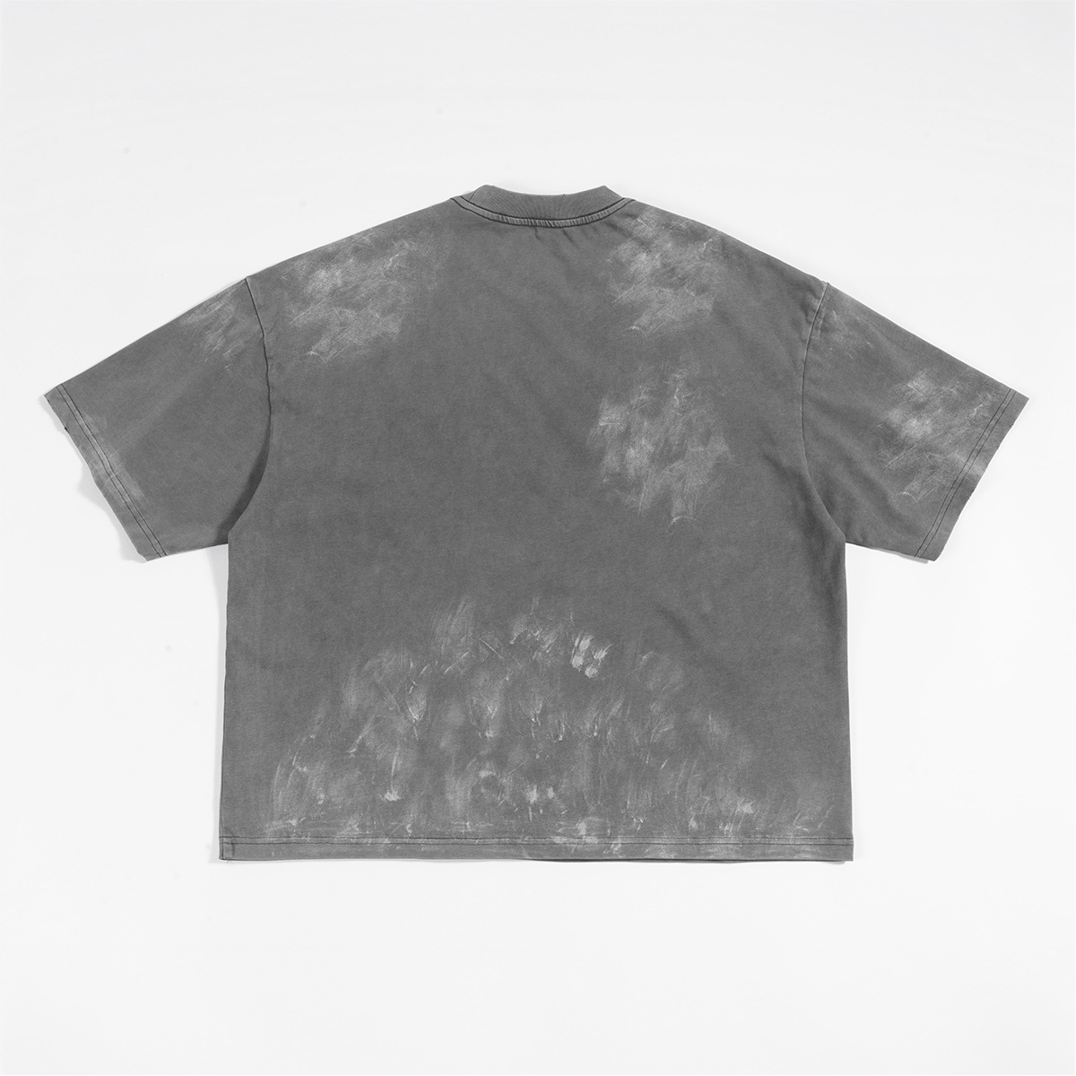 ETAI Hombre| Color de alta calidad hecho a mano vieja camiseta corta ancha hombre retro lavado con agua pesado algodón marca de moda manga corta