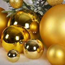 K32X圣诞装饰球6-30CM金色亮面闪粉塑胶球圣诞树挂件节庆装饰布置
