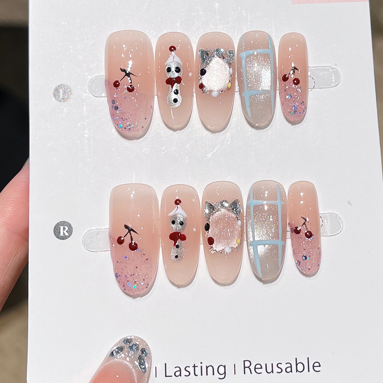 Otoño y invierno nuevos ojos de gato para usar uñas pintadas a mano adorables parches de uñas falsas de tamaño medio y largo productos terminados desmontables de uñas