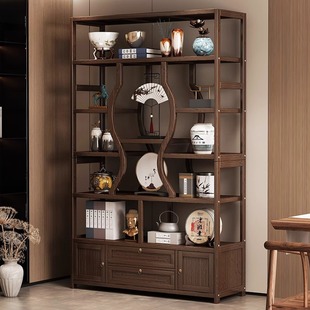 Wholesale Solid Wood New Chinese Style Tea Set Display Cabinet Tea Room Partition Tea Cabinet Multi-Treasure Cabinet Ornaments Storage