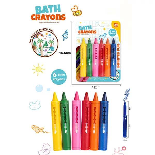 Children's graffiti bathroom crayon 6-color push-pull rod crayon baby's educational non-toxic tasteless erasable washing painting pen
