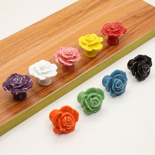 Rose Ceramic Hand Hand Cabinet Wardrobe Handle Cartoon European…