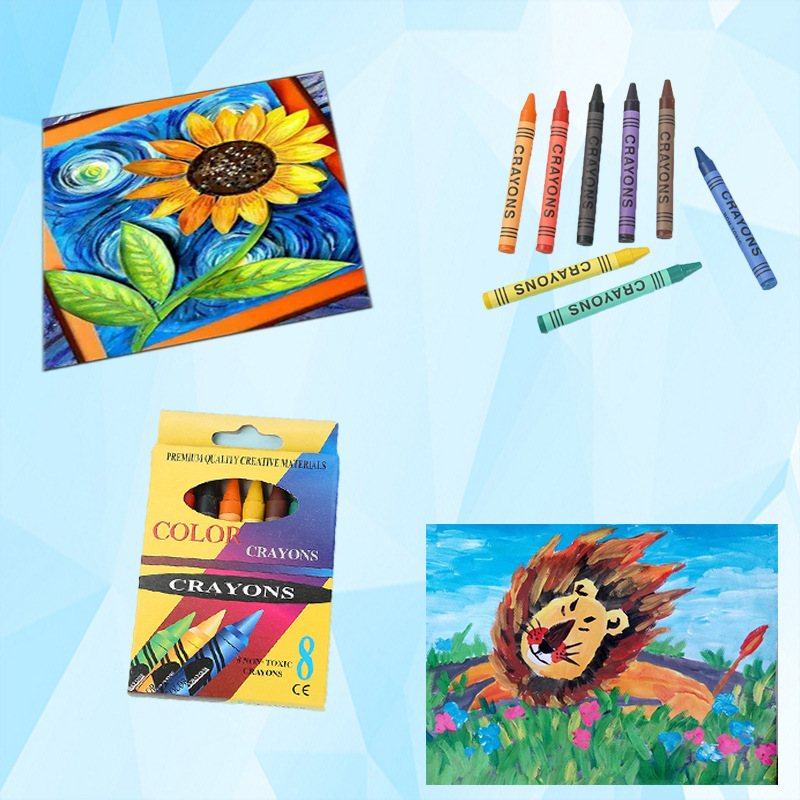 Manufacturer wholesale 8-color boxed crayons, cartoon art painting crayons, graffiti pens, crayons, stationery supplies