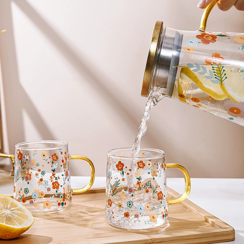 Teapot, glass tea set, sticker