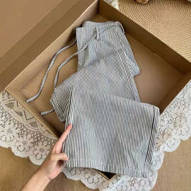 舒服好看又出片！设计感条纹直筒休闲裤女夏季宽松百搭高腰裤子潮