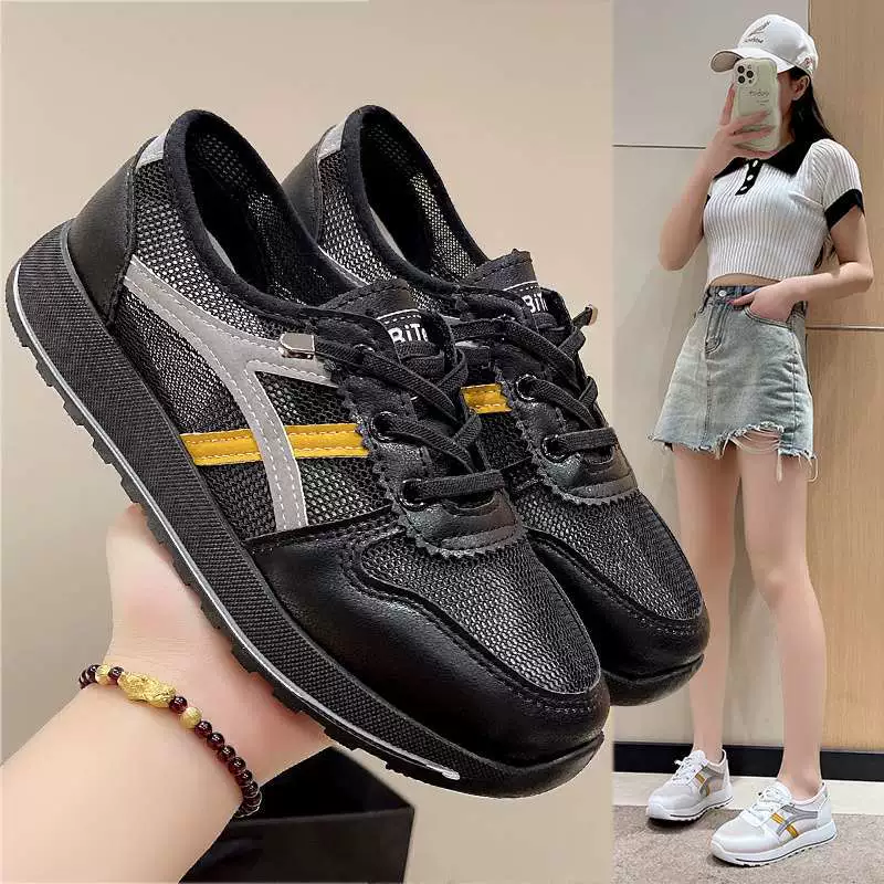 Женские кроссовки Forrest Gump, лето 2025, новые, сетчатые, спортивные, универсальные, белые, плоские, повседневные, для студенток