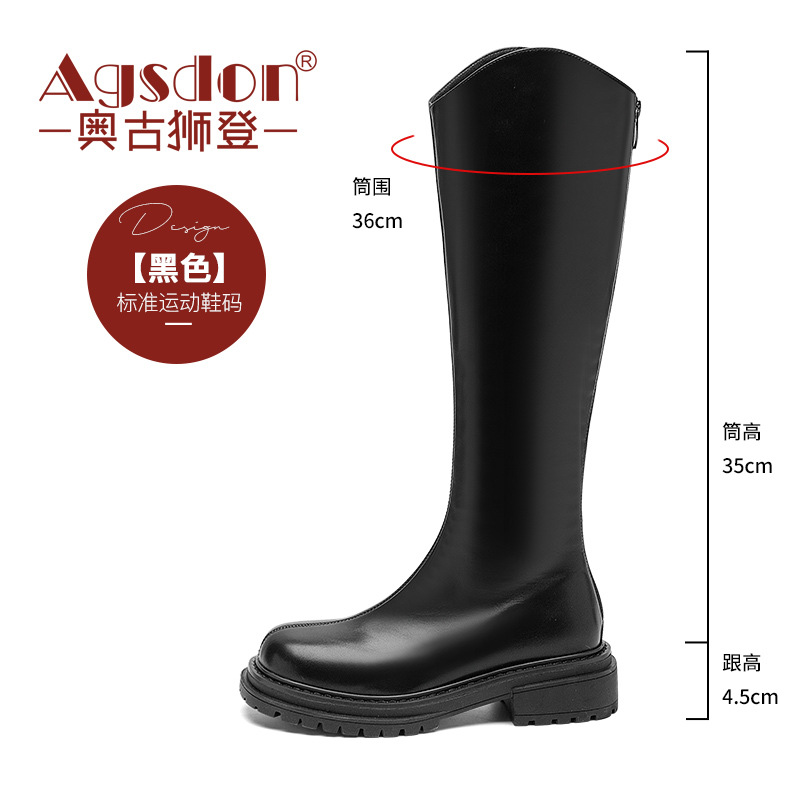 Botas Largas Estilo Británico Augu Shiden para Mujer, Otoño 2025, Nuevas Botas Martin de Moda, Botas de Montar Estilo Retro Urbano.